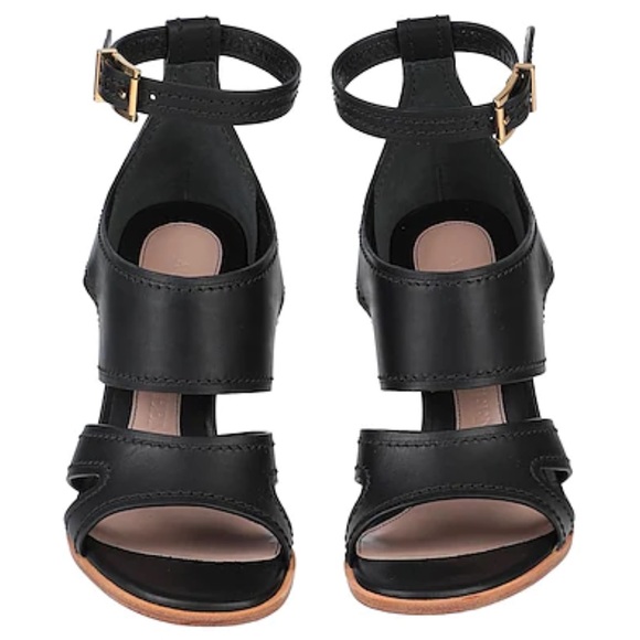 Alexander McQueen Strappy Heels Structural Sandals with Gold Detailing - Picture 7 of 14